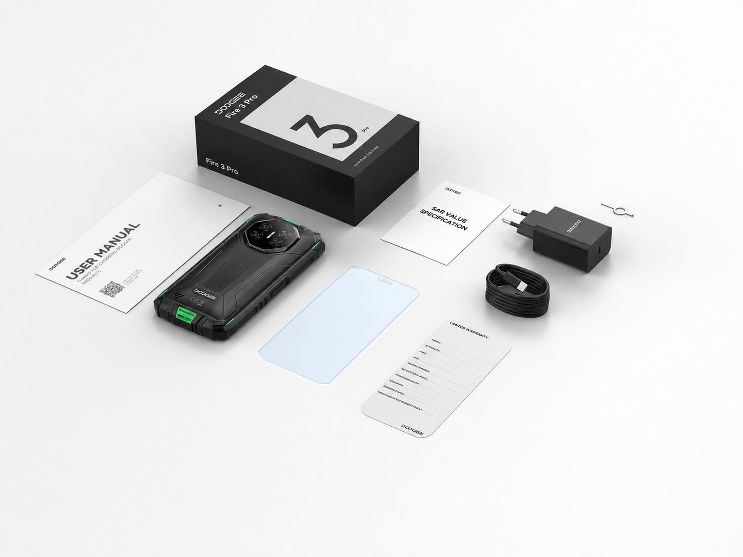 DOOGEE Fire 3 Pro package contents