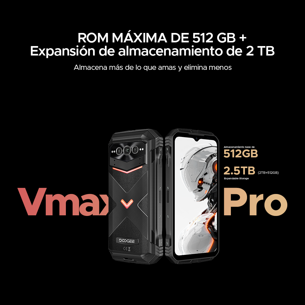 DOOGEE V Max Pro Teléfono resistente 512 GB de memoria grande 22000 mAh Batería grande Android 14